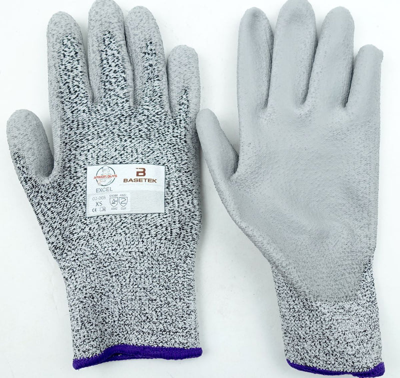 Armor Guys 02-008 X-Small Cut Glove 13g Salt & Pepper HDPE Liner Gray PU Palm