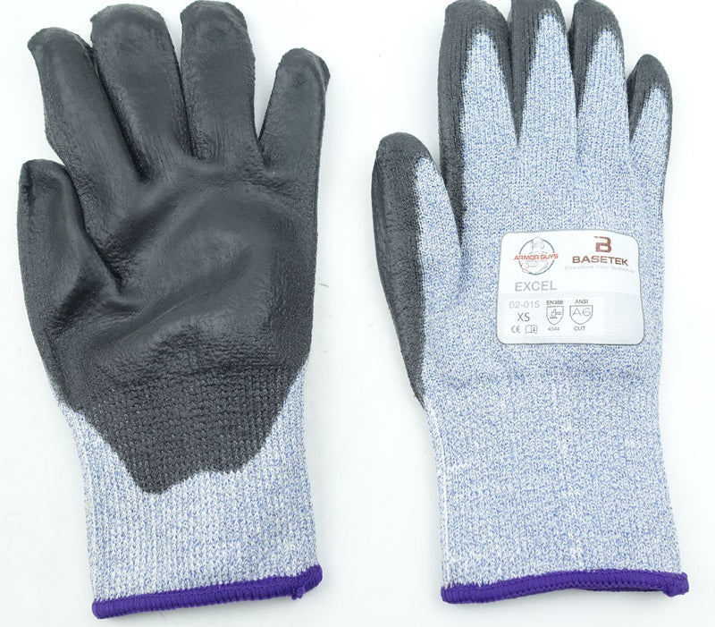 Armor Guys 02-015 Excel 13g Basetek Liner Black Palm Coating X-Small Lt Blue
