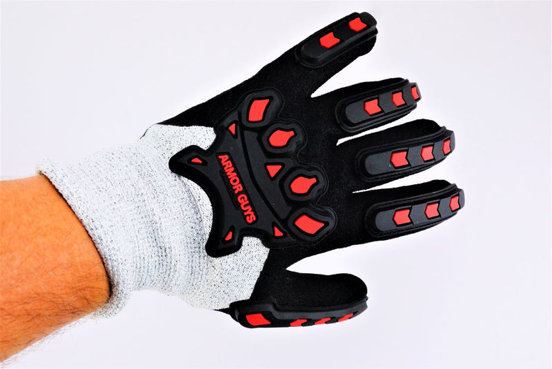 Armor Guys Nitrile Palm Coat Glove Padded Palm Back Hand Protect Sz LG