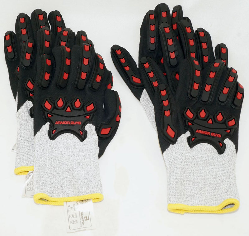 12 Pairs Armor Guys Nitrile Palm Coat Glove Padded Palm Back Hand Protect Sz Med
