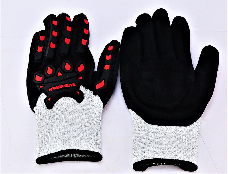 Armor Guys Nitrile Palm Coat Glove Padded Palm Back Hand Protect Sz Xl