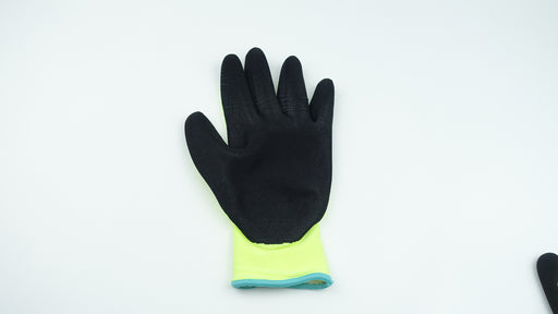 12 Pack Dipped Glove XXL 13g ExtraFlex Hi Vis Yellow Poly-Acrylic Black Palm - Image 6