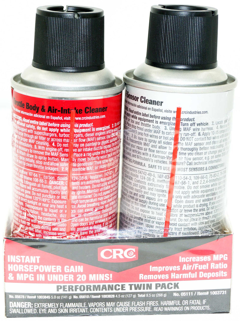 CRC 05111 MAF Mass Air Flow Sensor & Throttle Body Intake Cleaner Twin Pack Kit
