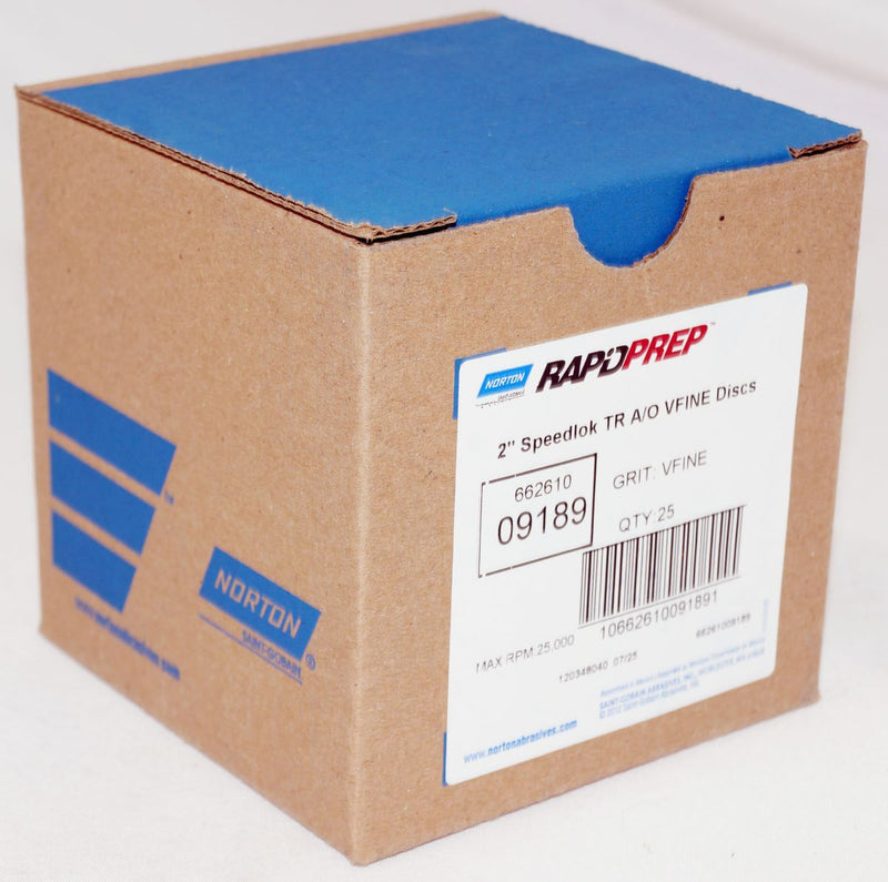 Norton 25 Discs - 2” Rapid Prep Non-Woven QC Aluminum Oxide Very Fine Grit - 09189