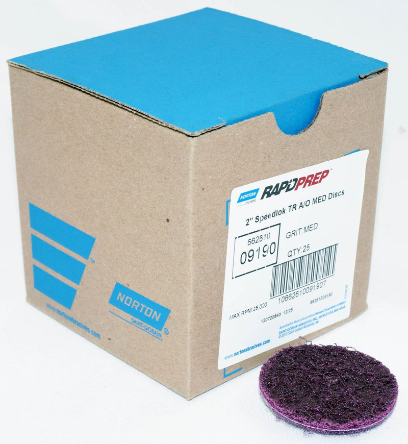 Norton 25 Discs 2" Rapid Prep Non-Woven QC Aluminum Oxide Medium Grit - 09190
