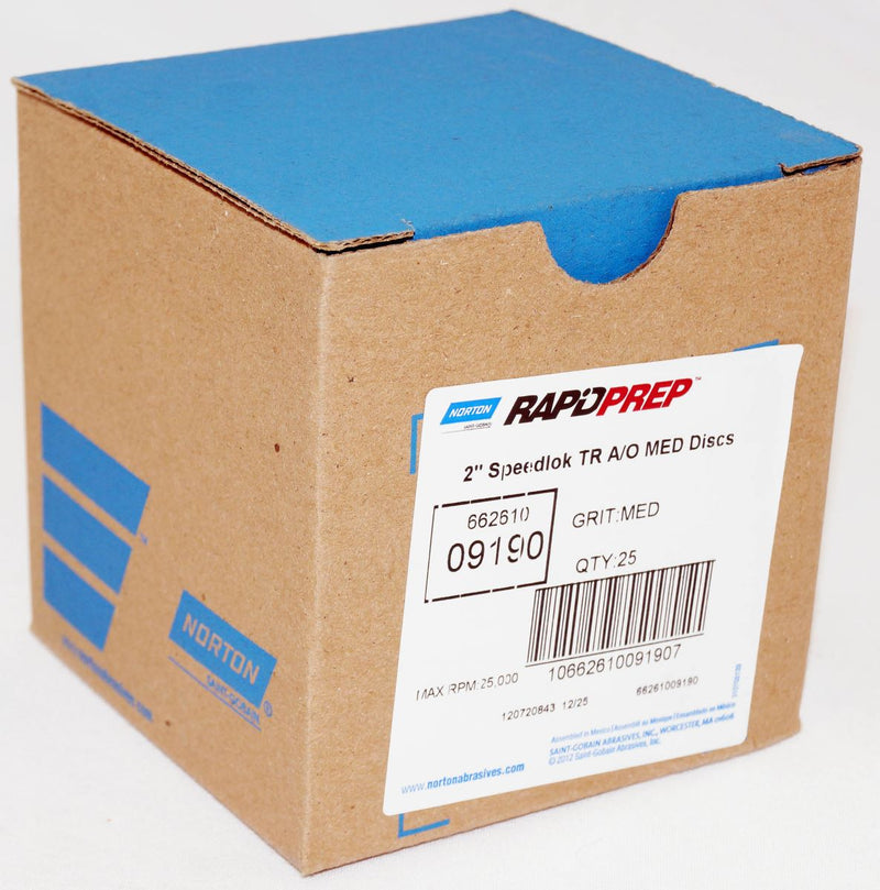 Norton 25 Discs 2" Rapid Prep Non-Woven QC Aluminum Oxide Medium Grit - 09190