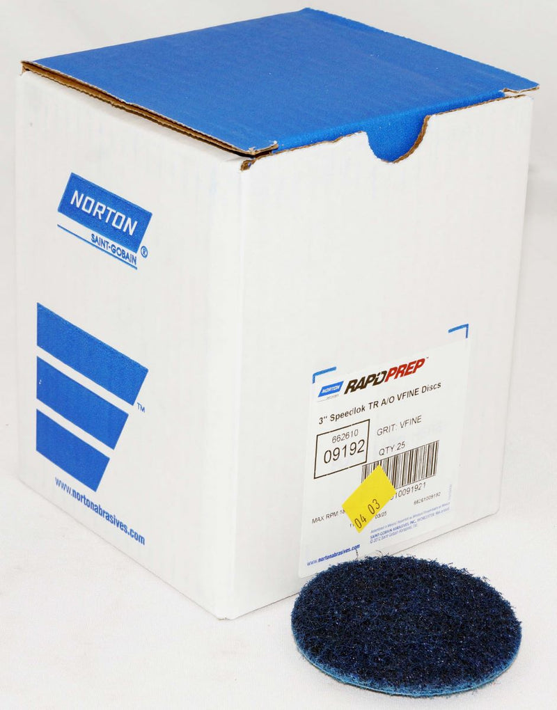 Norton 25 Discs - 3" Bear-Tex Rapid Prep Non-Woven QC Aluminum Oxide - 09192