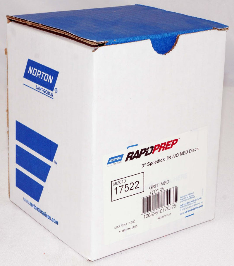 Norton 25 Discs - 3" Bear-Tex Rapid Prep Non-Woven QC Aluminum Oxide - 17522