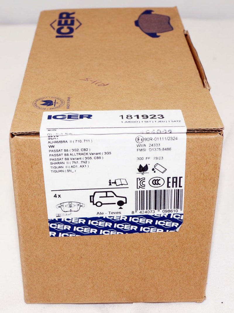 ICER 181923 Front Brake Pad Set fits Volkswagen VW Audi 5N0698151