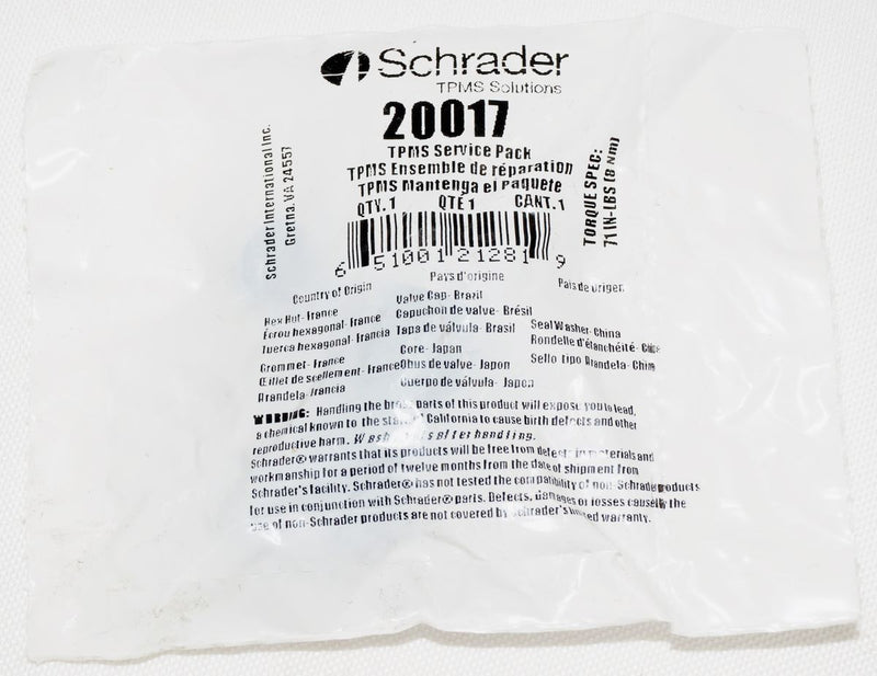 Schrader 20017 TPMS Service Pack - Aluminum Clamp-In Components