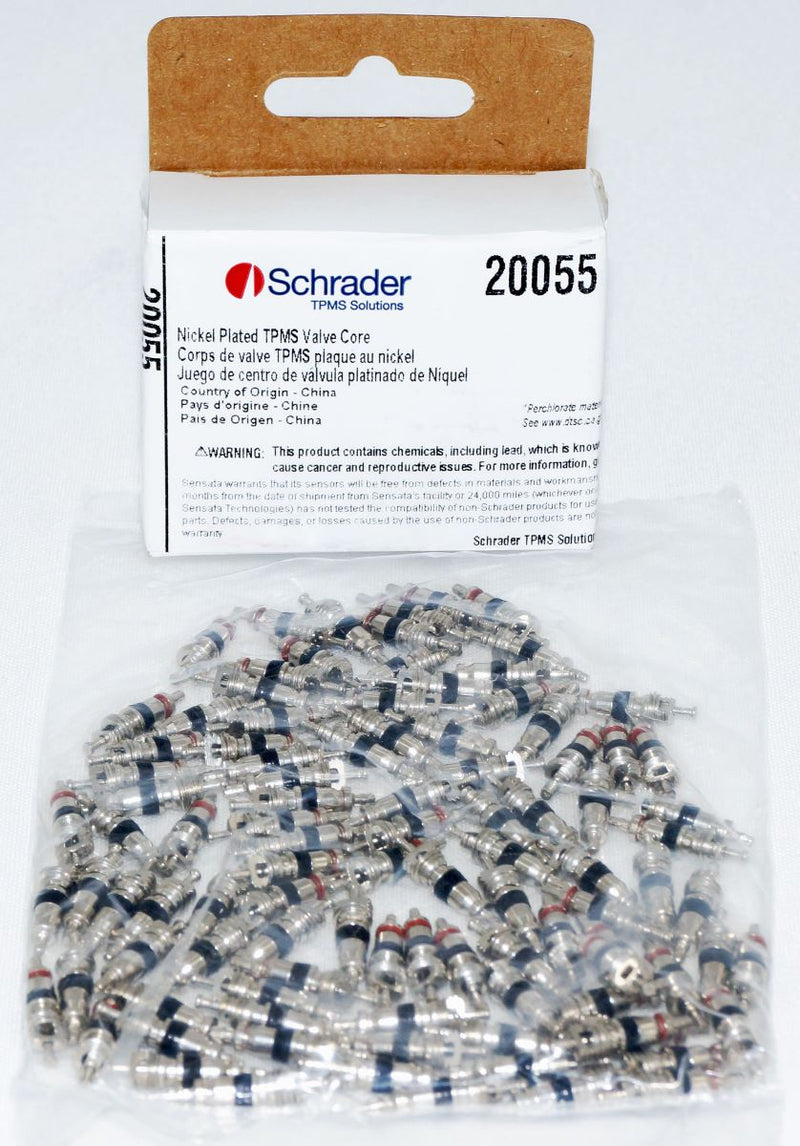 Schrader TPMS 20055 Nickel Plated Valve Core - 100 Pack