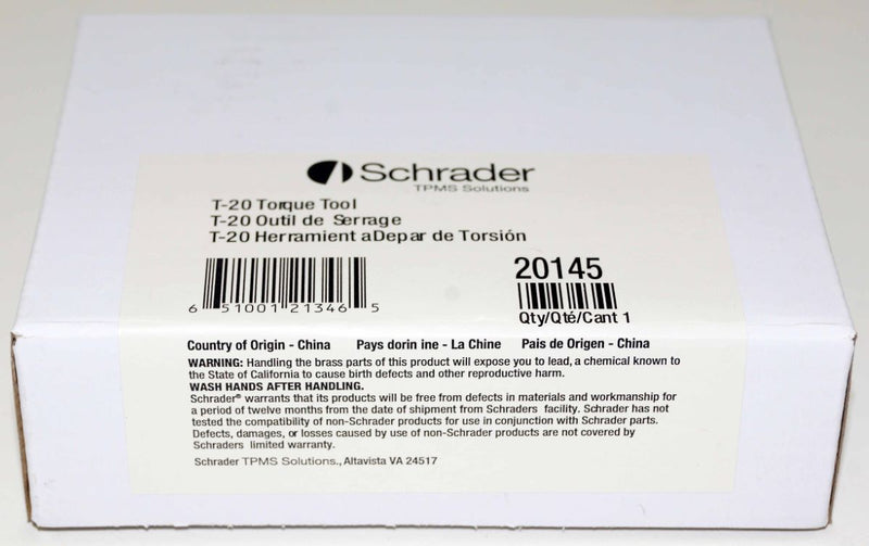 Schrader 20145 TPMS Tool T-20 Torque Tool