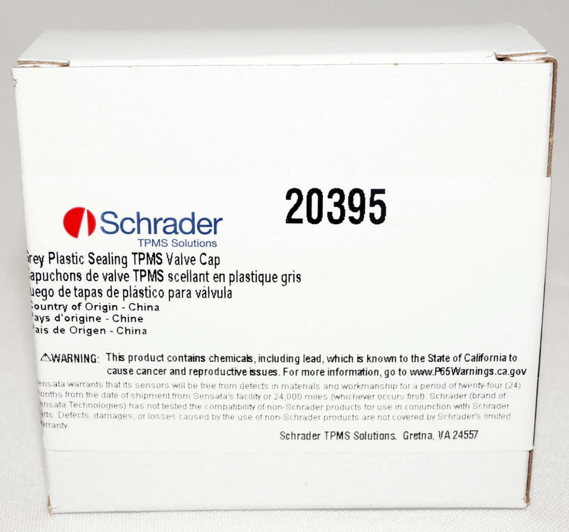 Schrader TPMS 20395 Grey Plastic Valve Cap Sealing Cover - 100 Pack