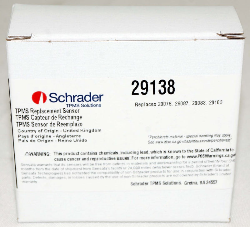 Schrader TPMS Sensor 29138 - (Clamp-In VDA HUF FSK Trigger 315MHz)