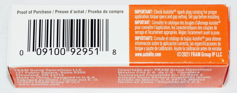 Autolite Copper Non-Resistor Spark Plug 295