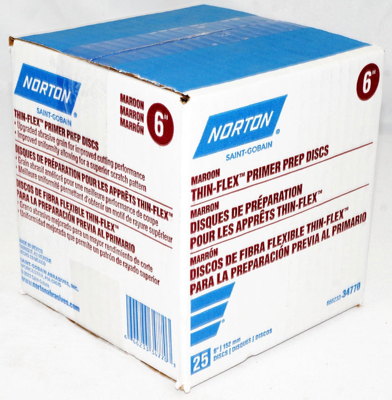 Norton 25pcs 6 in Norton Bear-Tex Thin-Flex Non-Woven Disc Aluminum Oxide Maroon 34770