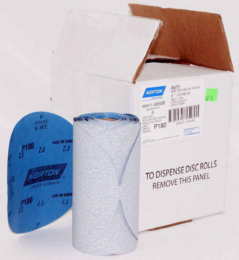 Norton 100 Discs 6” Norton Dry Ice P180 Grit A975 Ceramic Alumina - 40508