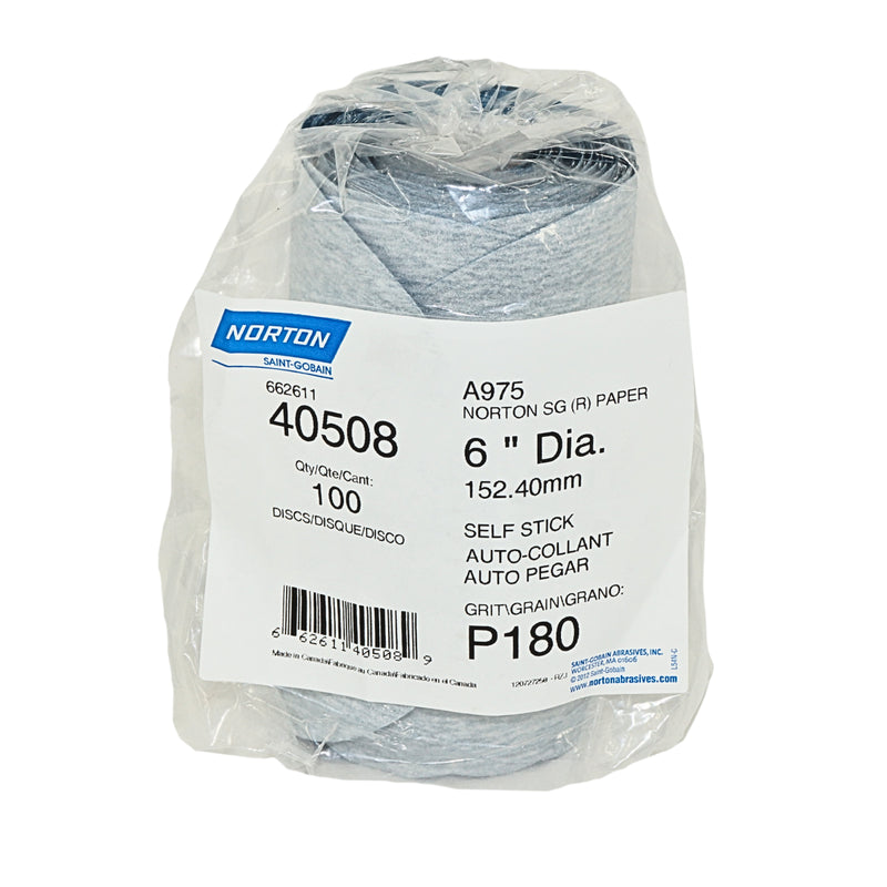 Norton 100 Discs 6” Norton Dry Ice P180 Grit A975 Ceramic Alumina - 40508