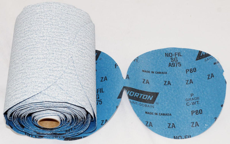 Norton 100 Discs 6" Norton DryIce Paper Disc Roll P80 Grit A975 Ceramic Alumina - 40512