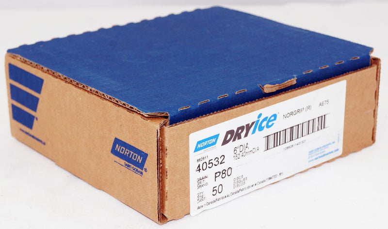 Norton 50 Discs 6" Norton Dry Ice P80 Grit A975 CA Coarse Grit Ceramic Alumina - 40532