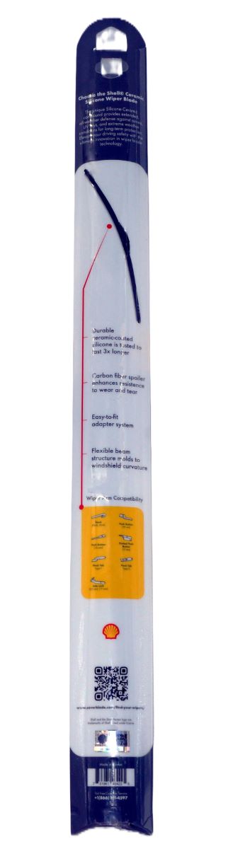 Shell® Ceramic Silicone Wiper Blade - Premium All-Weather Windshield Wiper for Smooth, Streak-Free Performance - Buy 2+ and Save 25%