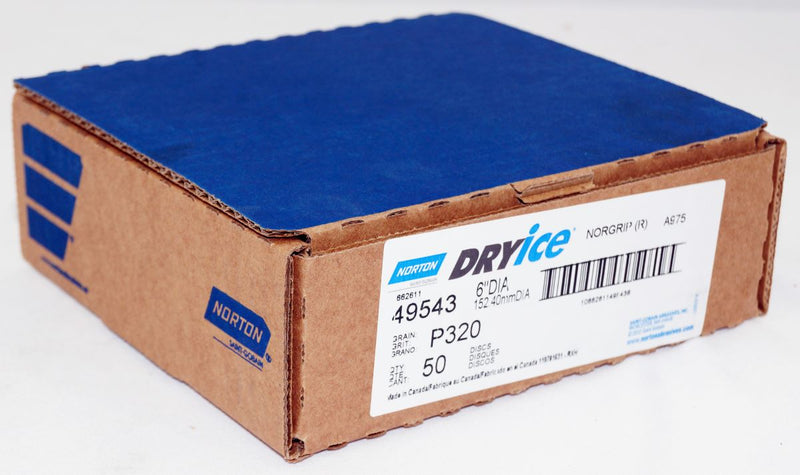 Norton 50 Discs 6" Norton Dry Ice Hook & Loop P320 Grit A975 Ceramic Alumina - 49543