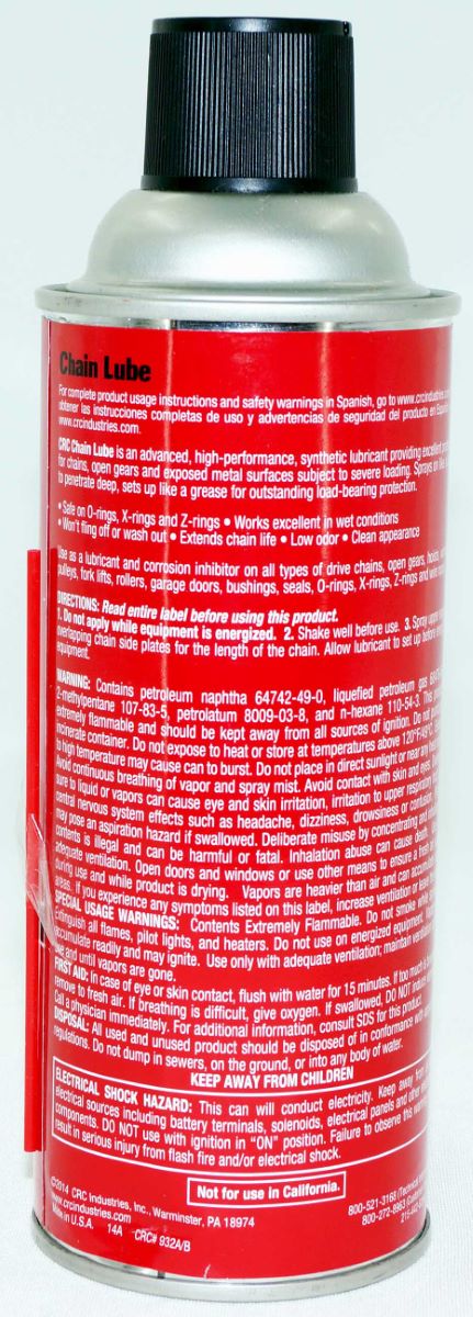 CRC Chain Lube 05012 Chain Lubricant 10oz Extends Chain Life