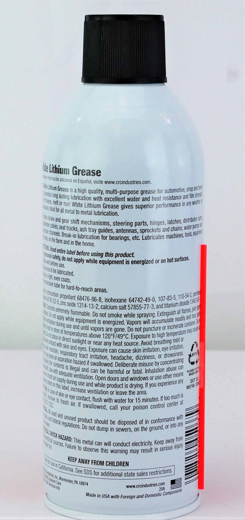 CRC 05037 White Lithium Grease For Hinges Latches Door Rollers