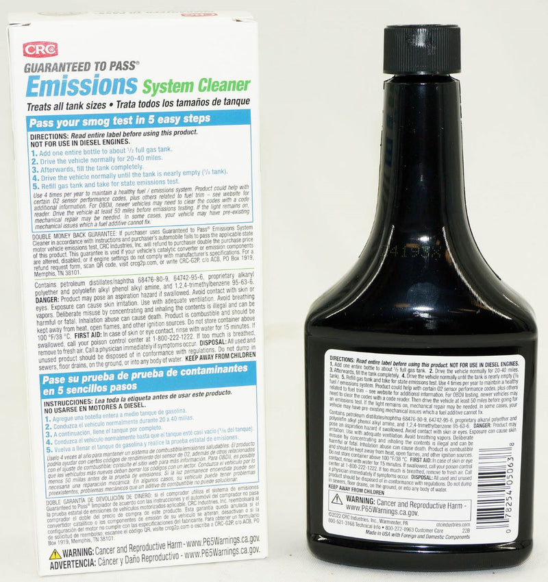 CRC 05063 Guaranteed To Pass Emissions System Cleaner 12 oz Bottle