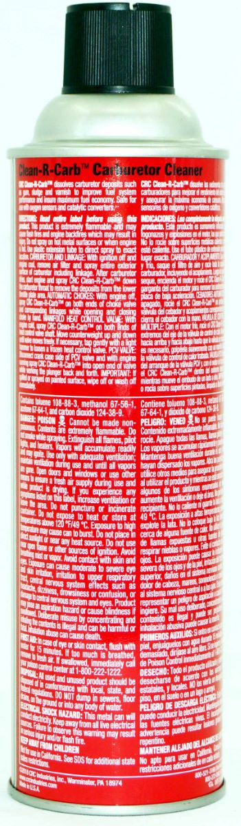 CRC 05081 Clean-R-Carb Carburetor Cleaner 20oz Net Fill 16 Wt Oz