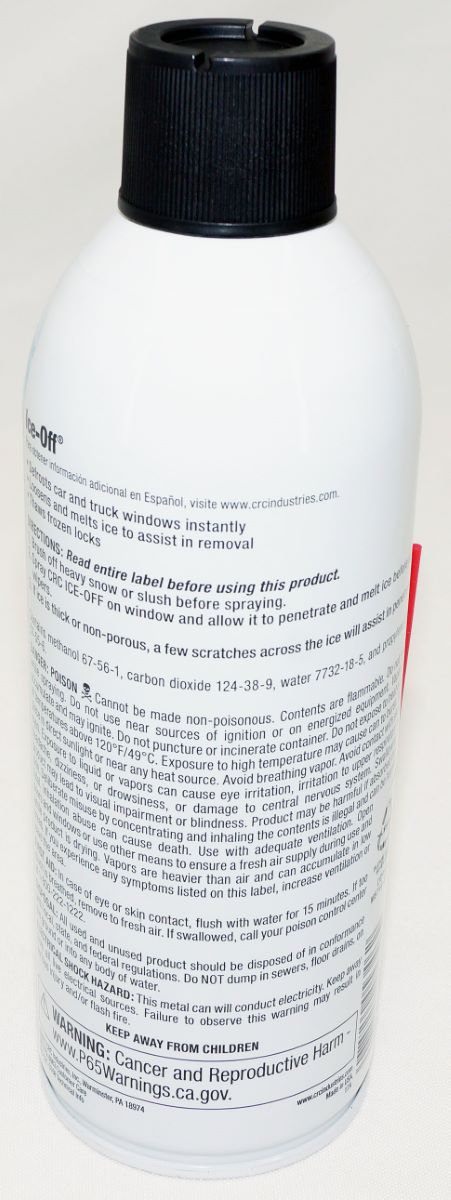 CRC 05346 Ice-Off Windshield Spray De-Icer 12 Oz Melts Ice Snow Frost on Contact