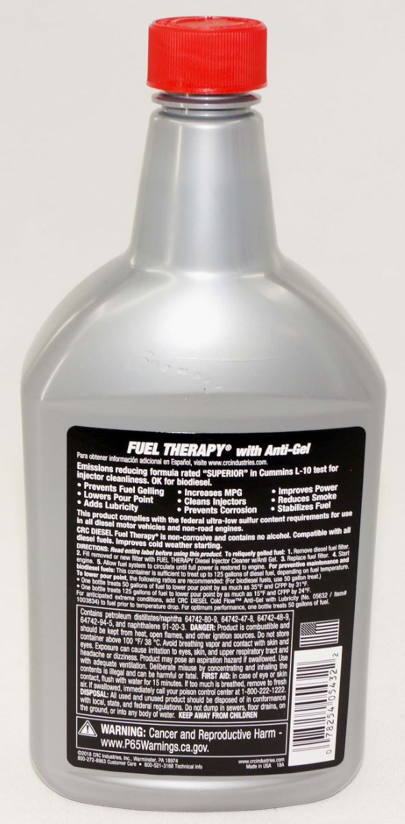 CRC 05432 Diesel Fuel Therapy Diesel Injector Cleaner PLUS with Anti-Gel 1 Quart - Image 2
