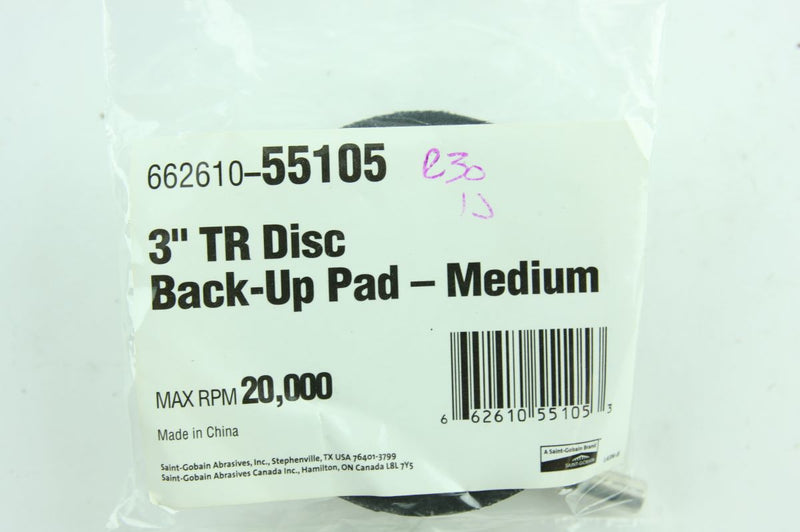 Carborundum 55105 - 3" Flex-Loc TR Backup Pad Medium