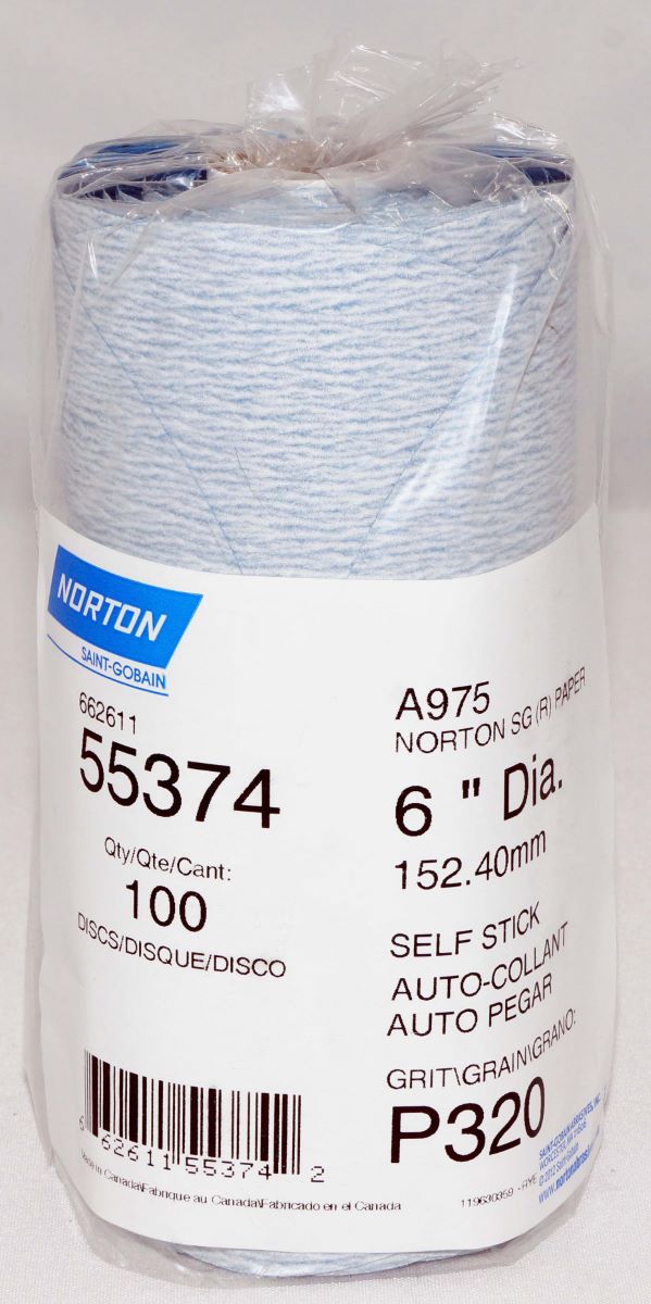 Norton 100 Discs Norton Dry Ice P320 Grit A975 Paper PSA Roll Ceramic Alumina - 55374