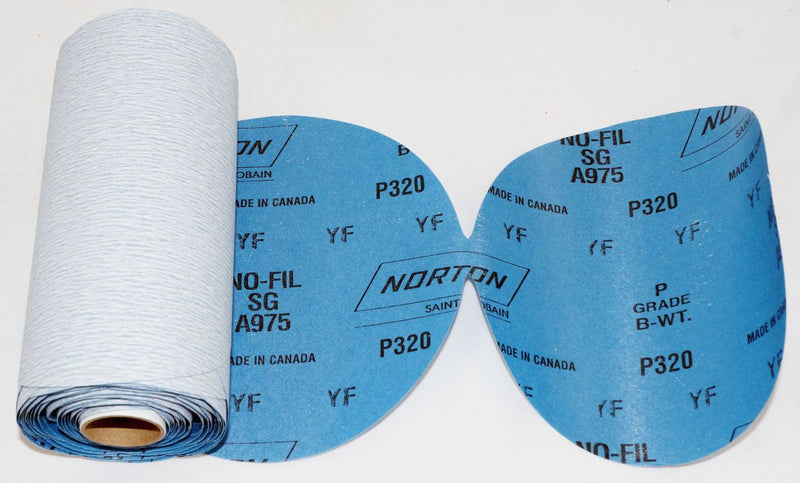 Norton 100 Discs Norton Dry Ice P320 Grit A975 Paper PSA Roll Ceramic Alumina - 55374