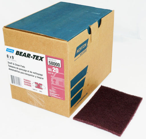 Norton Abrasives Bear-Tex 6 x 9 in Maroon Non-Woven Perforated Hand Pad - 58000 - Image 1