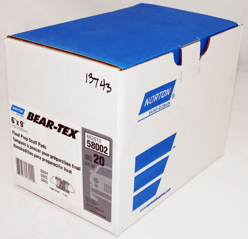 Norton Abrasives Bear-Tex 6 x 9 in Gray Non-Woven Perforated Hand Pad - 58002