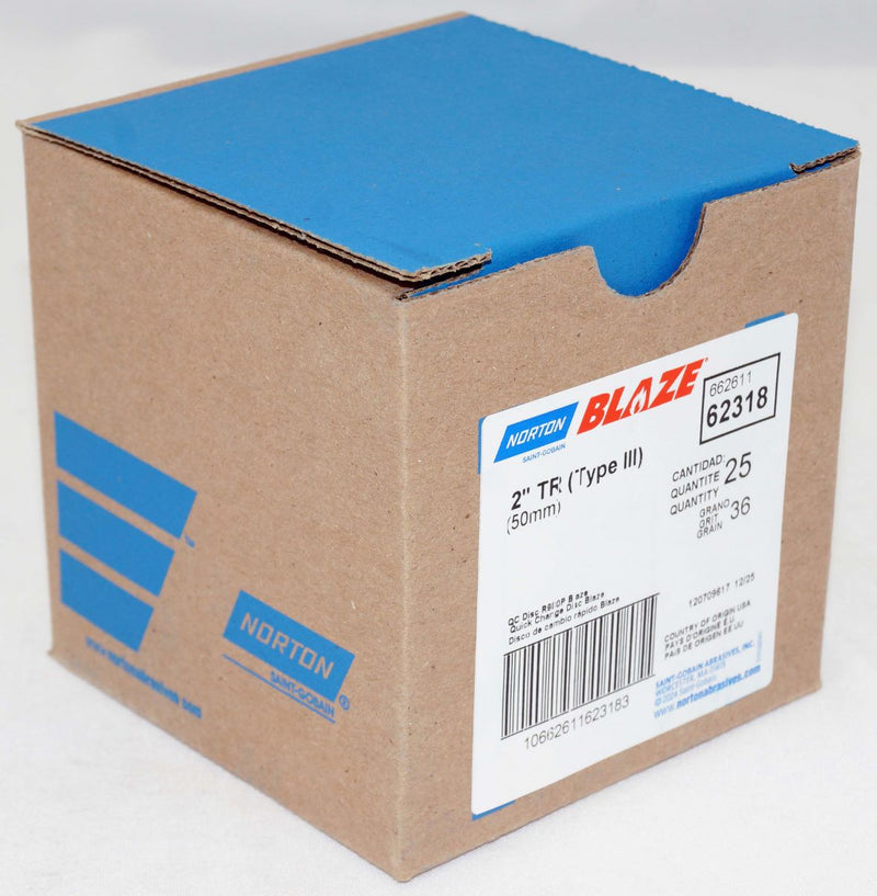 Norton Abrasives 62318 2" Blaze Cloth Quick-Change Disc TR 36 Grit R980P 25/box