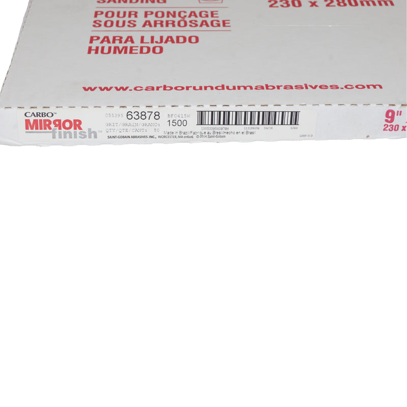 Carborundum 9" x 11" 1500GR Carbo Premier Red Mirror Finish Wet/Dry - 63878 (50/slv)