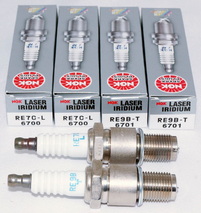 Set of 4 NGK Spark Plugs Resistor 6700 RE7CL (2) & 6701 RE9BT (2) Leading/Trailing for RX8