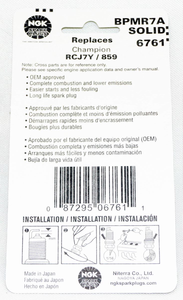 NGK 6761 BPMR7A Nickel Spark Plug Lawn and Garden