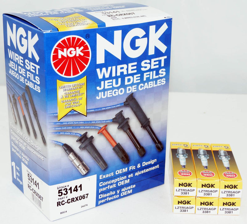 NGK Kit - 1 Wire Set and 6 G-Power Spark Plugs for 07-11 Jeep Wrangler 3.8 V6