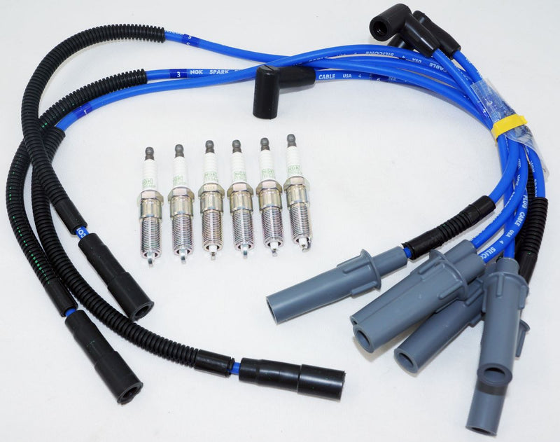 NGK Kit - 1 Wire Set and 6 G-Power Spark Plugs for 07-11 Jeep Wrangler 3.8 V6