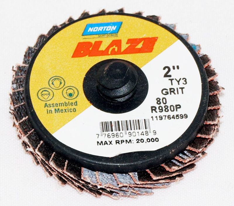 Norton 10 Discs 2 in Blaze Plastic Flat Flap Disc TR (Type III) Type 27 80 Grit - 90148