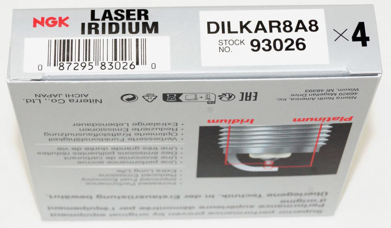 NGK 93026 DILKAR8A8 Laser Iridium Spark Plug
