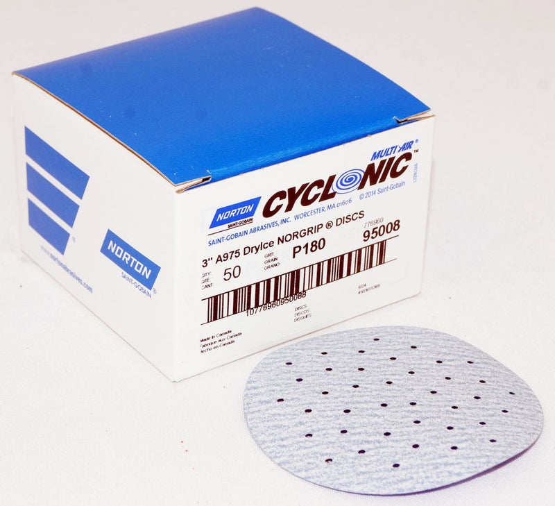 Norton 50 Discs 3 in Norton Dry Ice Multi-Air Cyclonic Paper Disc P180 Grit A975 95008
