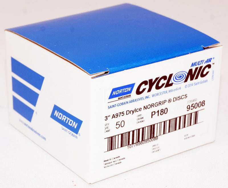 Norton 50 Discs 3 in Norton Dry Ice Multi-Air Cyclonic Paper Disc P180 Grit A975 95008