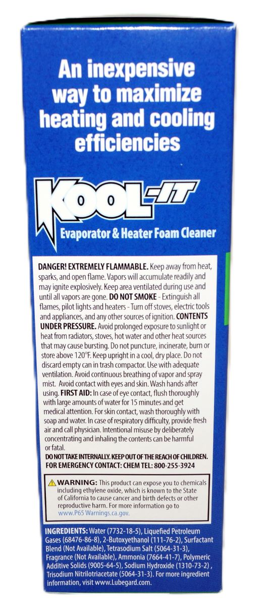 Lubegard 96030 KOOL-IT Evaporator and Heater Foam Cleaner 6 oz.