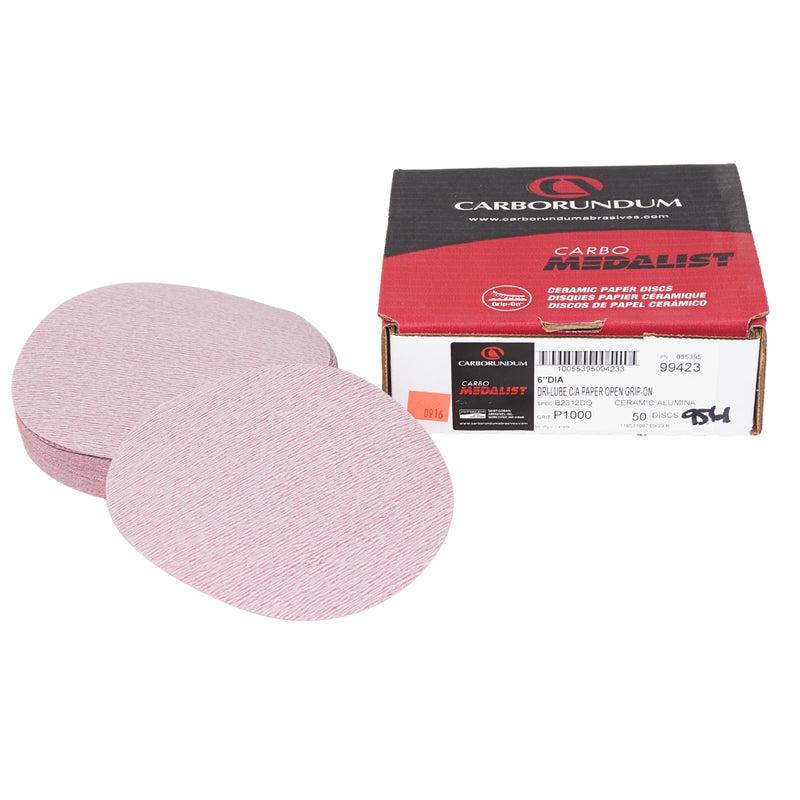 Carborundum 6" P1000B Carbo Medalist Dri-Lube Grip-On Disc - 99423 (50/box)