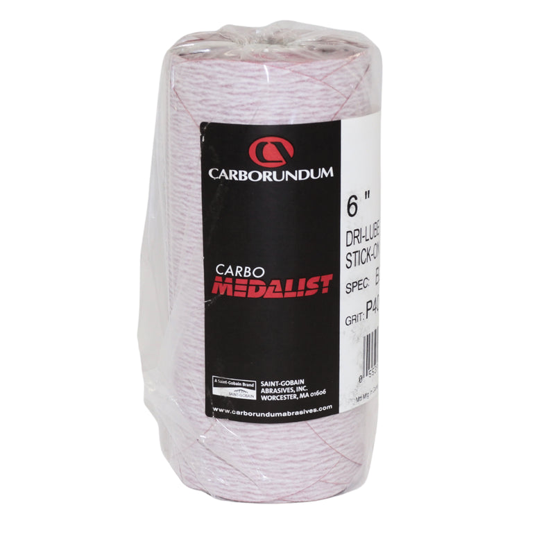 Carborundum 6" P400B Carbo Medalist Dri-Lube PSA Stick-On Disc - 99491 (100/roll)